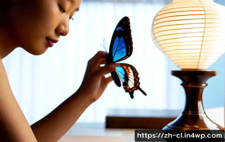 생체모방 예술에서의 디자인 원칙 - Photorealistic close-up of a contemporary designer studying a delicate butterfly wing beside a sculp...